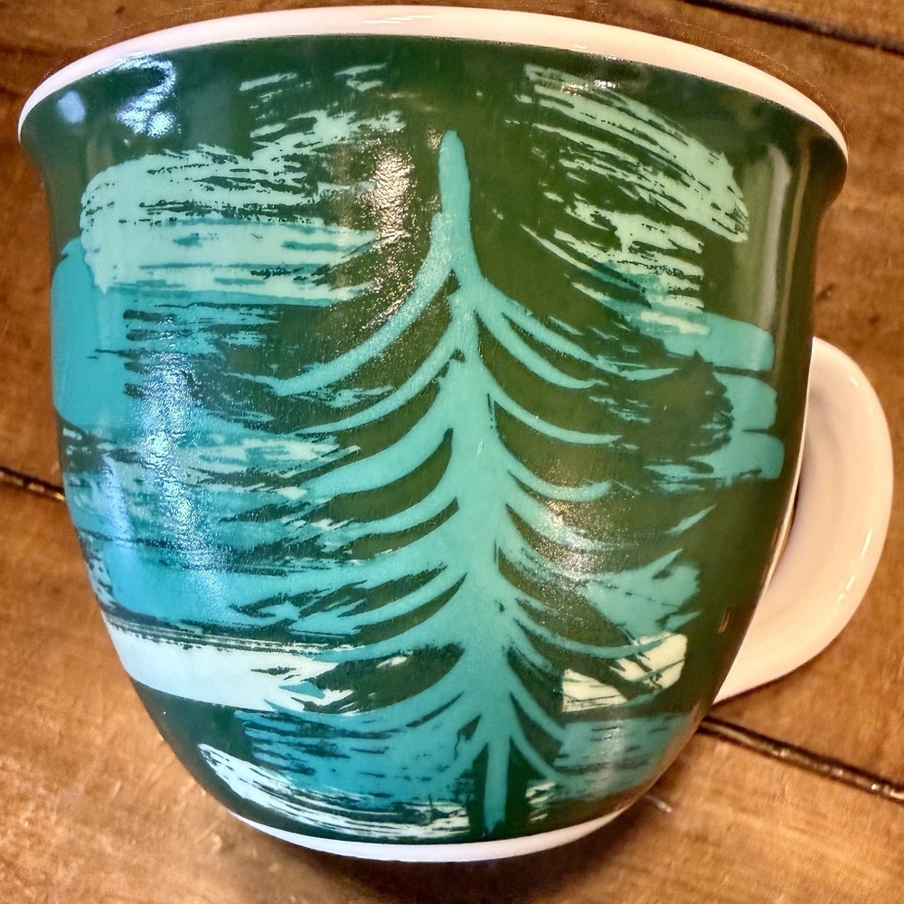 2014 Starbucks Green & Gold Holiday Christmas Tree Coffee Cup Mug 14oz Drinkware